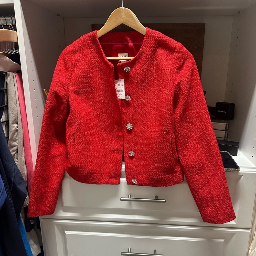 J. Crew Tweed lady jacket with jeweled buttons - Picture 2 of 6